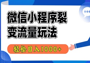 微信小程序裂变流量玩法，时间自由收益稳定，轻松赚取广告费，日入上千！-二八网赚