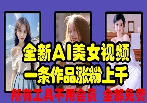 全新AI美女视频，一条作品涨粉上千，所有工具免费使用-二八网赚