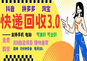 轻松上手！挂机型快递回收项目，多重收益玩法，新手小白也能月入5000+（内附软件工具）-二八网赚