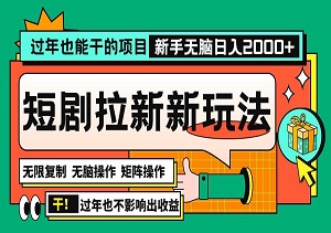 新年不打烊，2024年最新短剧拉新技巧，批量操作日赚2000+-二八网赚