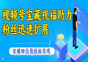 视频号宝藏祝福助力，粉丝迅速扩展，带货效能翻倍，日赚四位数轻松实现（内附软件工具）-二八网赚