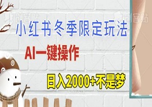 小红书冬季限定玩法，AI一键操作引爆流量，小白轻松上手，日入2000+不是梦-二八网赚