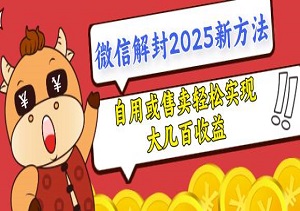 微信解封2025最新方法，3天必解封，自用或售卖轻松实现大几百收益-二八网赚