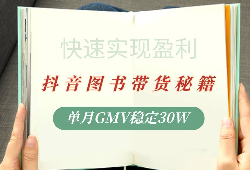 抖音图书带货秘籍，单月GMV稳定30W+，轻松掌握核心技巧，快速实现盈利-二八网赚