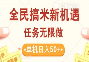 全民搞米新机遇，无需经验，任务无限做，单机日入50+的赚钱小项目-二八网赚