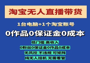 淘宝直播新风口，全自动无人带货，一台电脑开启躺赚模式，低门槛轻松实现高收入-二八网赚