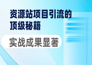 揭秘，资源站项目引流的顶级秘籍，亲测实战成果显著-二八网赚