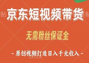 轻松上手京东短视频带货，无需粉丝保证金，2分钟原创视频打造日入千元收入-二八网赚