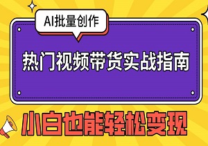 热门视频带货实战指南，AI批量创作+爆播放涨粉秘籍，小白也能轻松变现-二八网赚