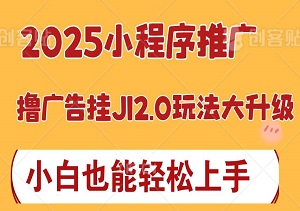 2025小程序推广，撸广告挂JI2.0玩法大升级，日赚多张，小白也能轻松上手-二八网赚