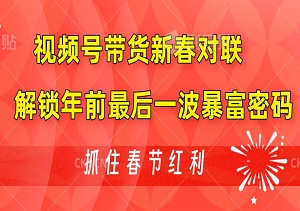 抓住春节红利！视频号带货新春对联，解锁年前最后一波暴富密码-二八网赚