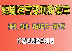 解锁短剧运营变现新篇章：授权、链接、标题技巧一网打尽，全方位打造短剧盈利机器！-二八网赚