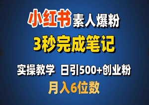 小红书素人逆袭！3秒速成笔记秘籍，日吸粉500+，轻松月入过万-二八网赚