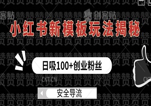 小红书新模板玩法揭秘，安全导流，日吸100+创业粉丝-二八网赚