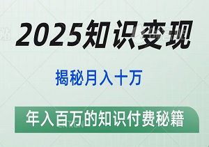 2025知识变现，揭秘月入十万，年入百万的知识付费秘籍-二八网赚