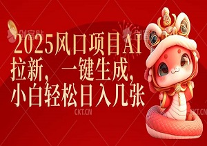 2025年AI拉新风口：一键生成，小白也能日入几张，轻松躺赚！-二八网赚